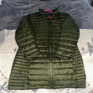 Patagonia women’s down sweater long coat size M